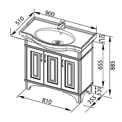 Aquanet Тумба с раковиной Валенса 90 черный краколет/серебро (180288) – фотография-2